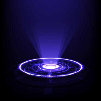 Abstract background with tech circles and rays
