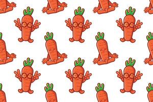 cute carrot vegetable character seamless pattern illustration background vector