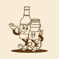 mascot soju and yogurt good for drink mascot, bar mascot, groovy mascot, poster, element design, print design, etc vector