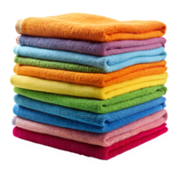 a stack of colorful towels on a transparent background png