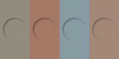 Pastel palette four colors with 3D circle frame paper cut style graphic illustration template. vector