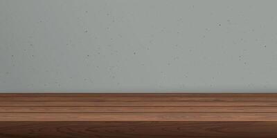 wooden counter mocha mousse tone have blank space for place the products presentation or advertisement with cement wall background graphic illustration. vector