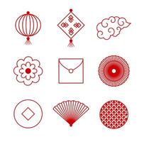line icon set chinese new year flat vector
