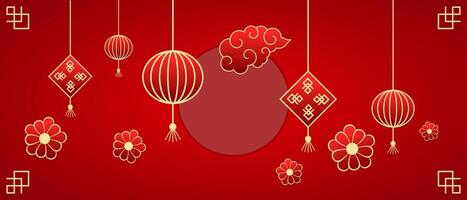 cloud flower lantern symbol chinese new year background vector