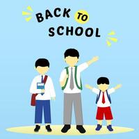 back to school flyer with elementary, junior.and senior high school illustration vector