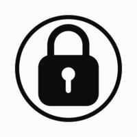 Padlock in circle icon design on isolated white background. Clipart illustration. Lock sign for website or app vector