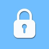 Paper cut style padlock icon with shadow. Lock icon for website. Security concept. Hiding a secret. vector