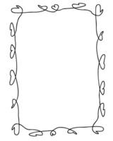 Simple doodle romantic rectangular vertical empty frame. Isolated illustration for decor and design. vector