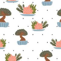 Bonsai Seamless Pattern Design vector