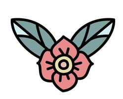 Pink Flower With Leaves Art vector