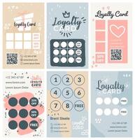 Vertical loyalty card set with hand drawn elements vector
