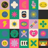 Minimalist Geometric Shapes Colorful Grid vector
