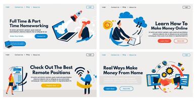 Web banner set with remote work advertising vector