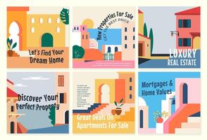 Network web page set with property sale offer vector