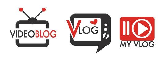 blog, my vlog buttons, icons or logotypes vector