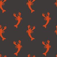 Red Lobster on Black Pattern vector