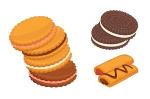 Cookies with cream, biscuits with chocolate flavor vector