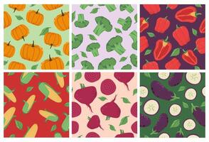 Decorative pattern set with natural vegetables vector