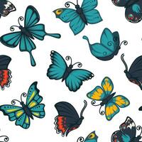 Variety of colorful butterflies, seamless pattern vector