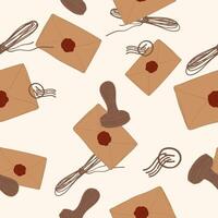 Sealed Envelopes and Wax Stamps Pattern vector