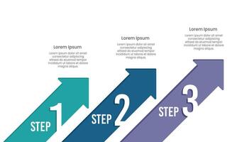 3 Steps to Success Diagonal Arrow Infographic. Presentation, Data, Information, Report and Banner. vector