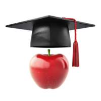 an apple and a graduation cap png