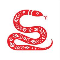 Snake in red and white on white background vector