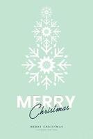 Pastel Premium snow flakes tree, with Merry Christmas text on soft light blue background for post card, elegant flat style of banner, snow flake elements. vector