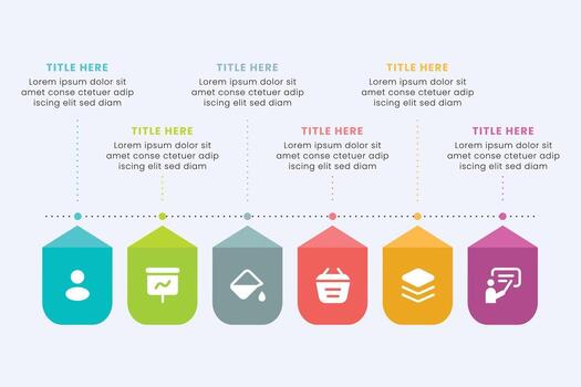 Business chart infographic template design. Timeline concept with 6 steps. Can be used for presentations, workflow layout, diagram, banner, web design, Illustration. vector