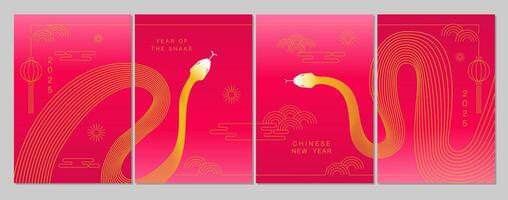 Lunar new year, Chinese New Year 2025 ,Year of the Snake ,line art ,outline ,simple ,Geometric shapes vector