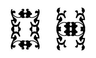 2 Ornaments art collection in vintage style on black colour vector