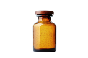 Brown glass bottle with wooden cap showcases vintage style and versatile uses for storage or decoration png