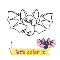 Bat objects to color for children's coloring books vector