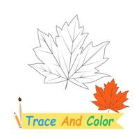 Leaf objects to trace and color for children's coloring books vector