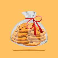 A bag of biscuits with a red ribbon vector