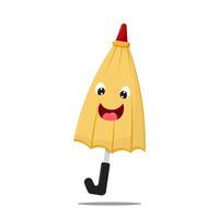 Yellow umbrella character with a big smile vector