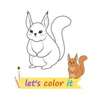 Squirrel object to trace and color for children's coloring book vector