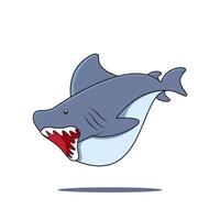 Big shark with sharp teeth in cartoon style vector