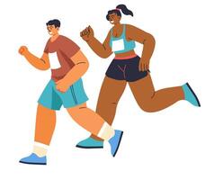 Marathon Runners in Synchronized Stride vector