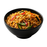A bowl of noodles with vegetables and peppers png