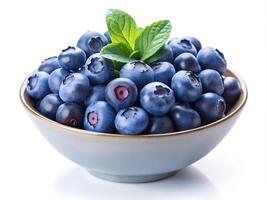 Fresh and juicy blueberry on a plate, isolated photo
