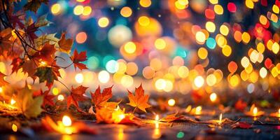 Colorful display of bokeh lights, blurry background. creating a mesmerizing and festive atmosphere. photo