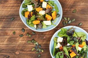 Tasty salad with feta and Hokkaido pumpkin photo