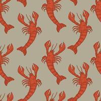 Red Lobster Seamless Pattern vector