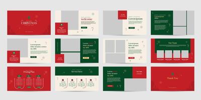 merry christmas presentation powerpoint slide design template set vector