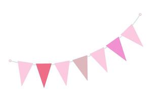 Triangular Pennant garland on string in trendy pale shades. Party Decorative design element concept. Isolated illustration Greeting cards, posting, blog or web promo, banners, price tag, labels vector