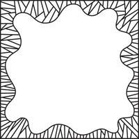 Decorative mosaic frame. Wavy square shape frame. Black lines on white background. Empty space for text or picture. vector