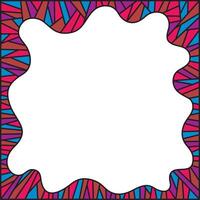 Decorative colorful mosaic frame. Wavy square shape frame. Black lines. Empty space for text or picture. vector
