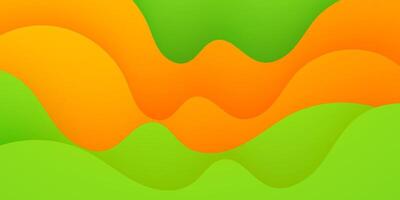 Simple abstract 3D background with colorful orange and green wave pattern design. vector