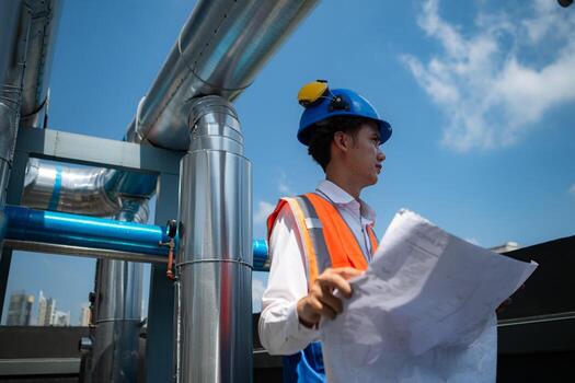 Engineers inspect the completed air conditioning and water systems to continue verifying their functionality. photo
